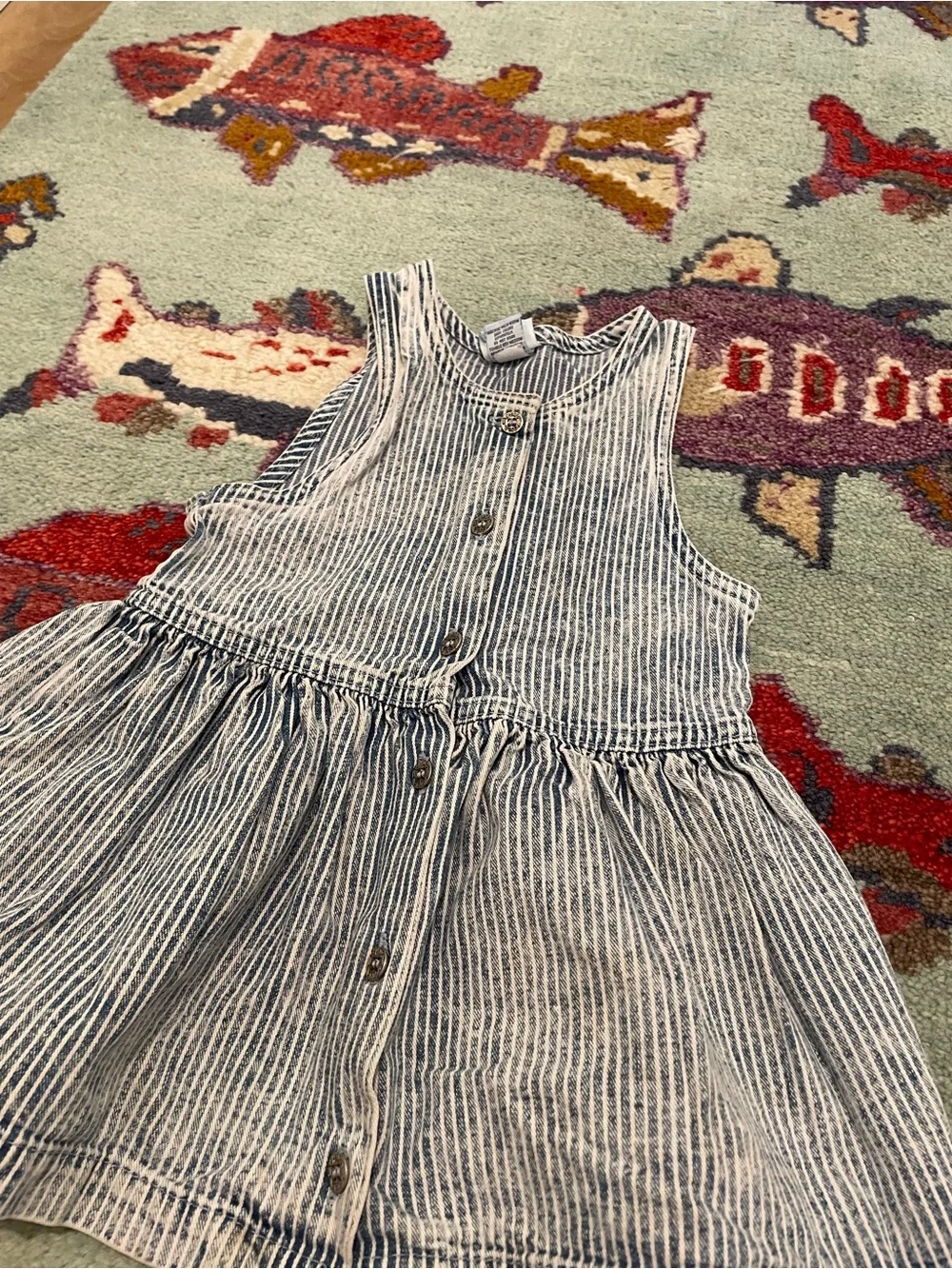 Vintage Oshkosh Toddler Denim Washed 90s Kids Dress USA Made 3T